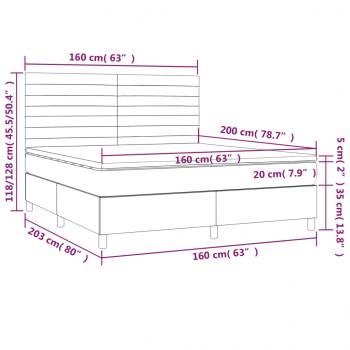 Boxspringbett mit Matratze & LED Schwarz 160x200 cm Samt