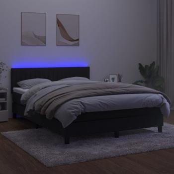 Boxspringbett mit Matratze & LED Schwarz 140x190 cm Samt