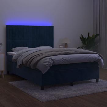 Boxspringbett mit Matratze & LED Dunkelblau 140x190 cm Samt