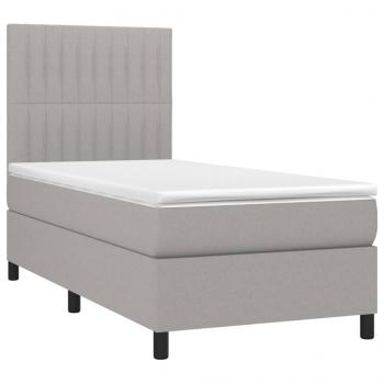 Boxspringbett mit Matratze & LED Hellgrau 80x200 cm Stoff