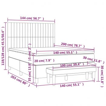 Boxspringbett mit Matratze Schwarz 140x200 cm Stoff