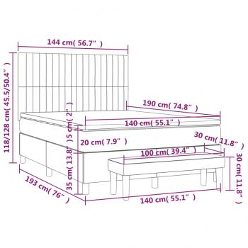 Boxspringbett mit Matratze Dunkelgrau 140x190 cm Stoff