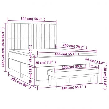 Boxspringbett mit Matratze Dunkelblau 140x200 cm Samt