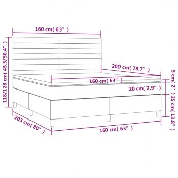 Boxspringbett mit Matratze Dunkelgrau 160x200 cm Stoff