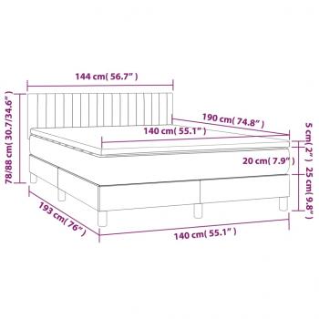 Boxspringbett mit Matratze & LED Dunkelblau 140x190 cm Samt