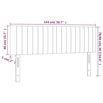 LED Kopfteil Rosa 144x5x78/88 cm Samt