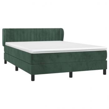 Boxspringbett mit Matratze Dunkelgrün 140x190 cm Samt