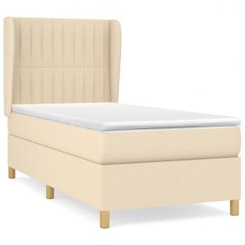 Boxspringbett mit Matratze Creme 100x200 cm Stoff