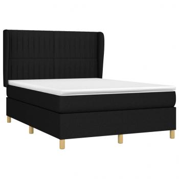 Boxspringbett mit Matratze Schwarz 140x190 cm Stoff