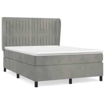 Boxspringbett mit Matratze Hellgrau 140x190 cm Samt