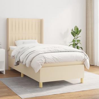 ARDEBO.de - Boxspringbett mit Matratze Creme 100x200 cm Stoff