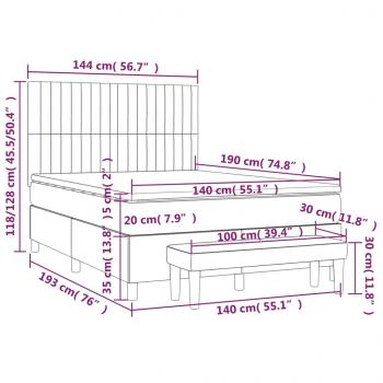 Boxspringbett mit Matratze Dunkelblau 140x190 cm Samt