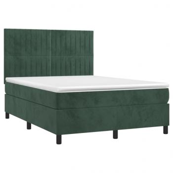 Boxspringbett mit Matratze & LED Dunkelgrün 140x190 cm Samt