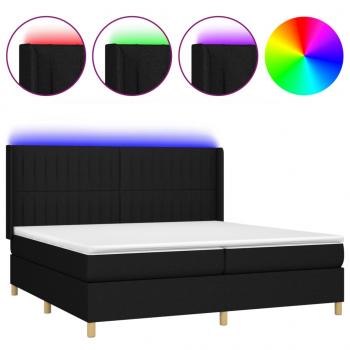 Boxspringbett mit Matratze & LED Schwarz 200x200 cm Stoff