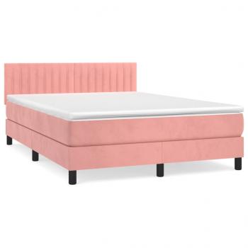 Boxspringbett mit Matratze Rosa 140x190 cm Samt