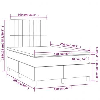 Boxspringbett mit Matratze & LED Blau 120x200 cm Stoff