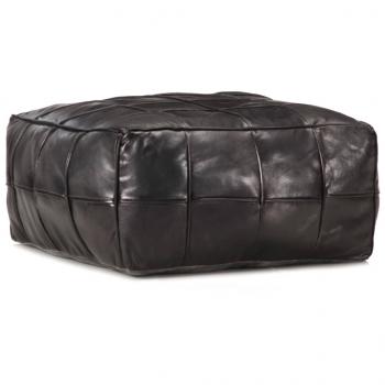 ARDEBO.de - Pouf Schwarz 60 x 60 x 30 cm Echtes Ziegenleder