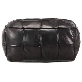 Pouf Schwarz 60 x 60 x 30 cm Echtes Ziegenleder