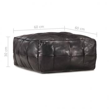 Pouf Schwarz 60 x 60 x 30 cm Echtes Ziegenleder