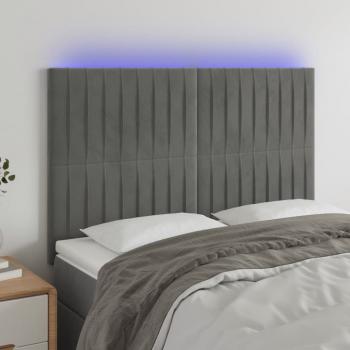 ARDEBO.de - LED Kopfteil Hellgrau 144x5x118/128 cm Samt