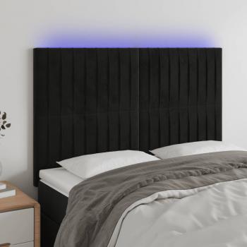 ARDEBO.de - LED Kopfteil Schwarz 144x5x118/128 cm Samt