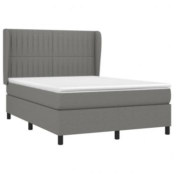 Boxspringbett mit Matratze Dunkelgrau 140x200 cm Stoff