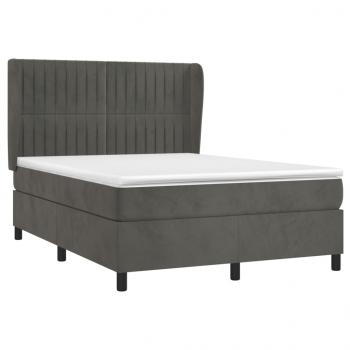 Boxspringbett mit Matratze Dunkelgrau 140x190 cm Samt