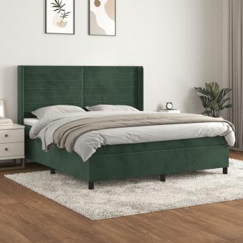 ARDEBO.de - Boxspringbett mit Matratze Dunkelgrün 160x200 cm Samt