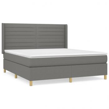 Boxspringbett mit Matratze Dunkelgrau 160x200 cm Stoff