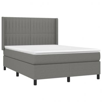 Boxspringbett mit Matratze Dunkelgrau 140x190 cm Stoff