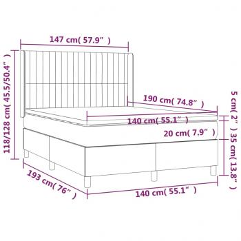 Boxspringbett mit Matratze Dunkelgrau 140x190 cm Stoff