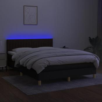 Boxspringbett mit Matratze & LED Schwarz 140x190 cm Stoff