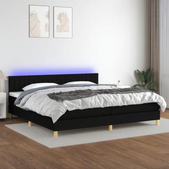 ARDEBO.de - Boxspringbett mit Matratze & LED Schwarz 200x200 cm Stoff