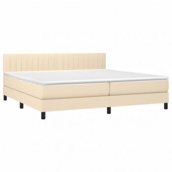 Boxspringbett mit Matratze Creme 200x200 cm Stoff