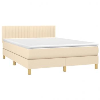 Boxspringbett mit Matratze Creme 140x190 cm Stoff