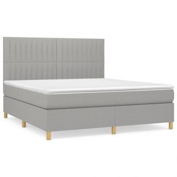 Boxspringbett mit Matratze Hellgrau 160x200 cm Stoff