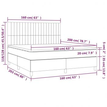 Boxspringbett mit Matratze Hellgrau 160x200 cm Stoff