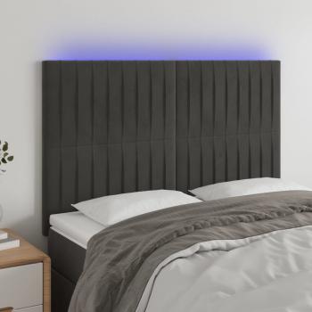 ARDEBO.de - LED Kopfteil Dunkelgrau 144x5x118/128 cm Samt