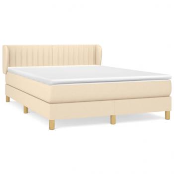 Boxspringbett mit Matratze Creme 140x190 cm Stoff