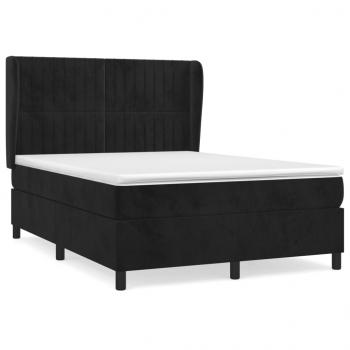 Boxspringbett mit Matratze Schwarz 140x190 cm Samt