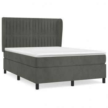 Boxspringbett mit Matratze Dunkelgrau 140x200 cm Samt