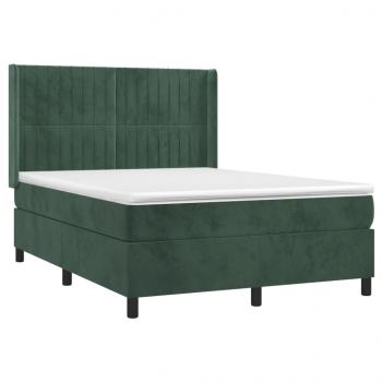 Boxspringbett mit Matratze Dunkelgrün 140x190 cm Samt