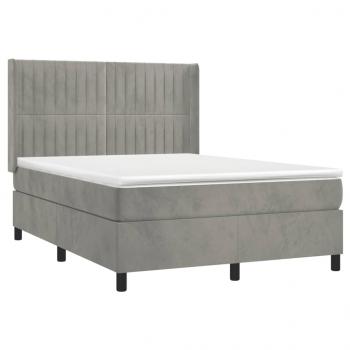 Boxspringbett mit Matratze Hellgrau 140x200 cm Samt