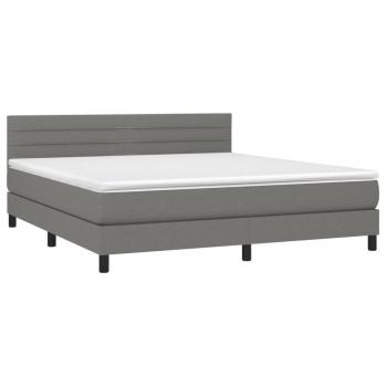 Boxspringbett mit Matratze & LED Dunkelgrau 160x200 cm Stoff