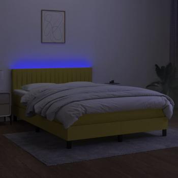 Boxspringbett mit Matratze & LED Blau 140x190 cm Stoff