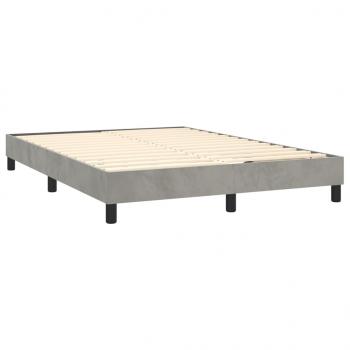 Boxspringbett mit Matratze Hellgrau 140x190 cm Samt