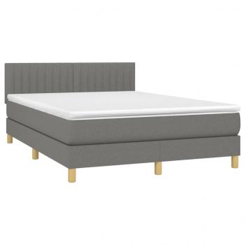 Boxspringbett mit Matratze & LED Dunkelgrau 140x190 cm Stoff 