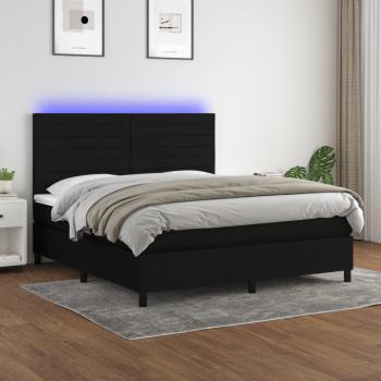 ARDEBO.de - Boxspringbett mit Matratze & LED Schwarz 160x200 cm Stoff