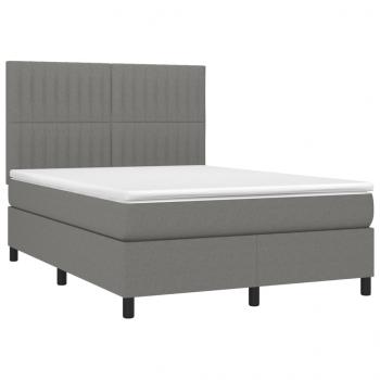 Boxspringbett mit Matratze & LED Dunkelgrau 140x190 cm Stoff