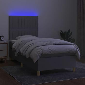 Boxspringbett mit Matratze & LED Hellgrau 80x200 cm Stoff